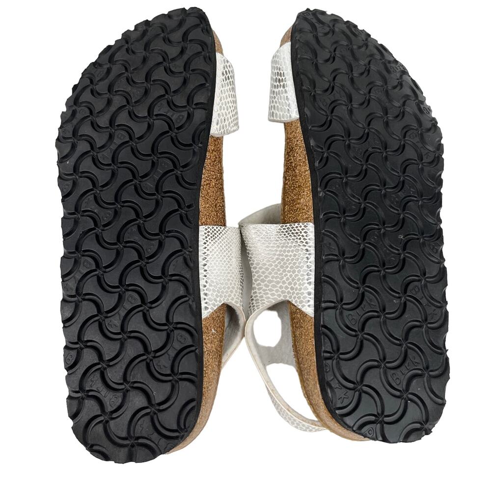 Birki's Sandals Silver White Adjustable Buckles L8M6 - Picture 4 of 9